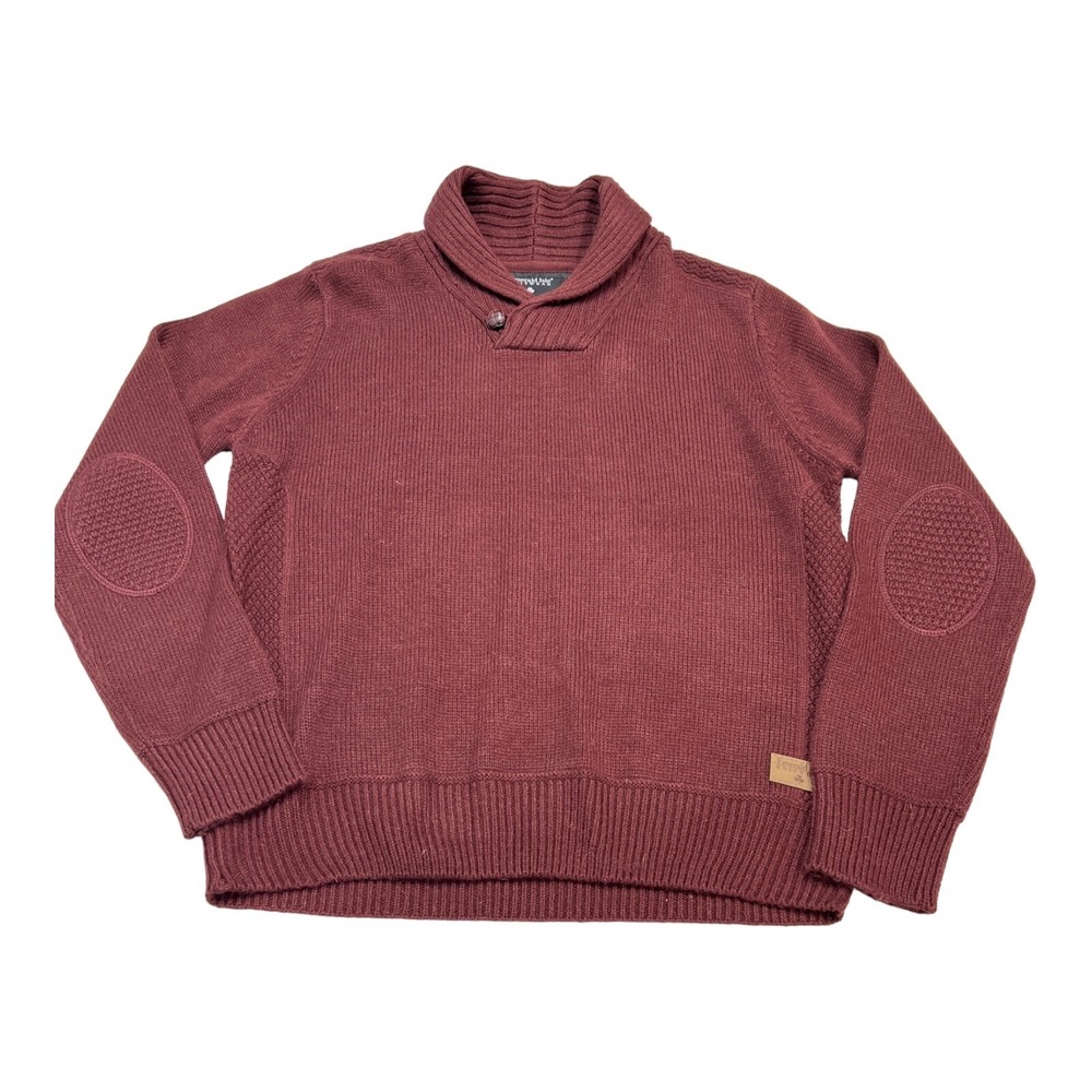 Emerald‎ Isle Sweater Maroon Wool Blend Killarney Shawl Collar Mens XL Preppy
